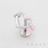 CHERRY HEART DANGLE AND HEART DANGLE THREADLESS (PUSH IN) 316L SURGICAL STEEL LABRET SET
